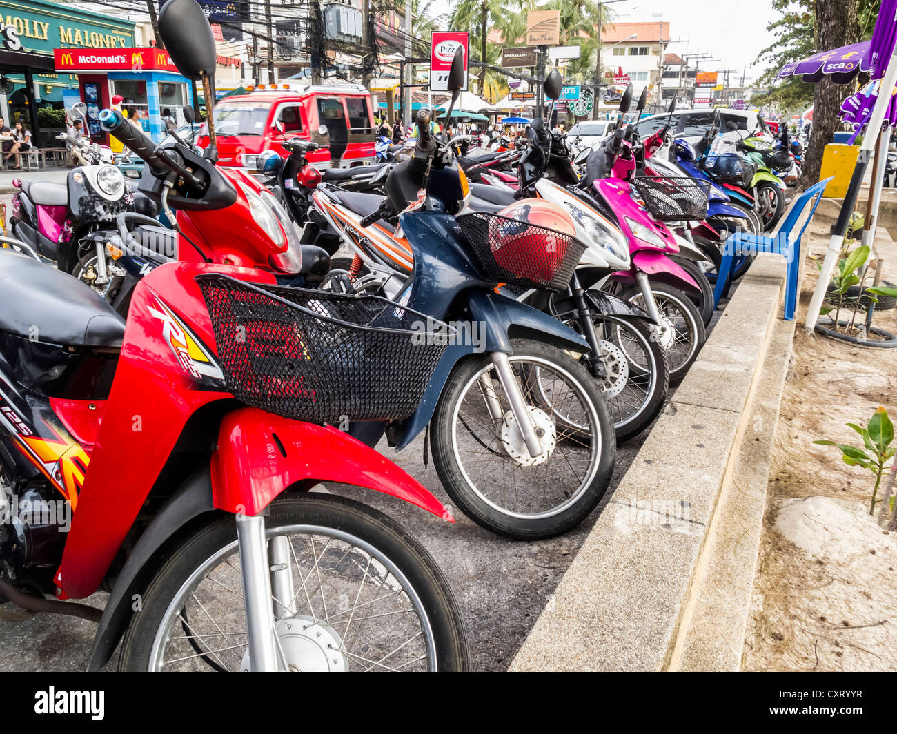 Motorcycles parked in Phuket, Thailand Stock Photo Alamy