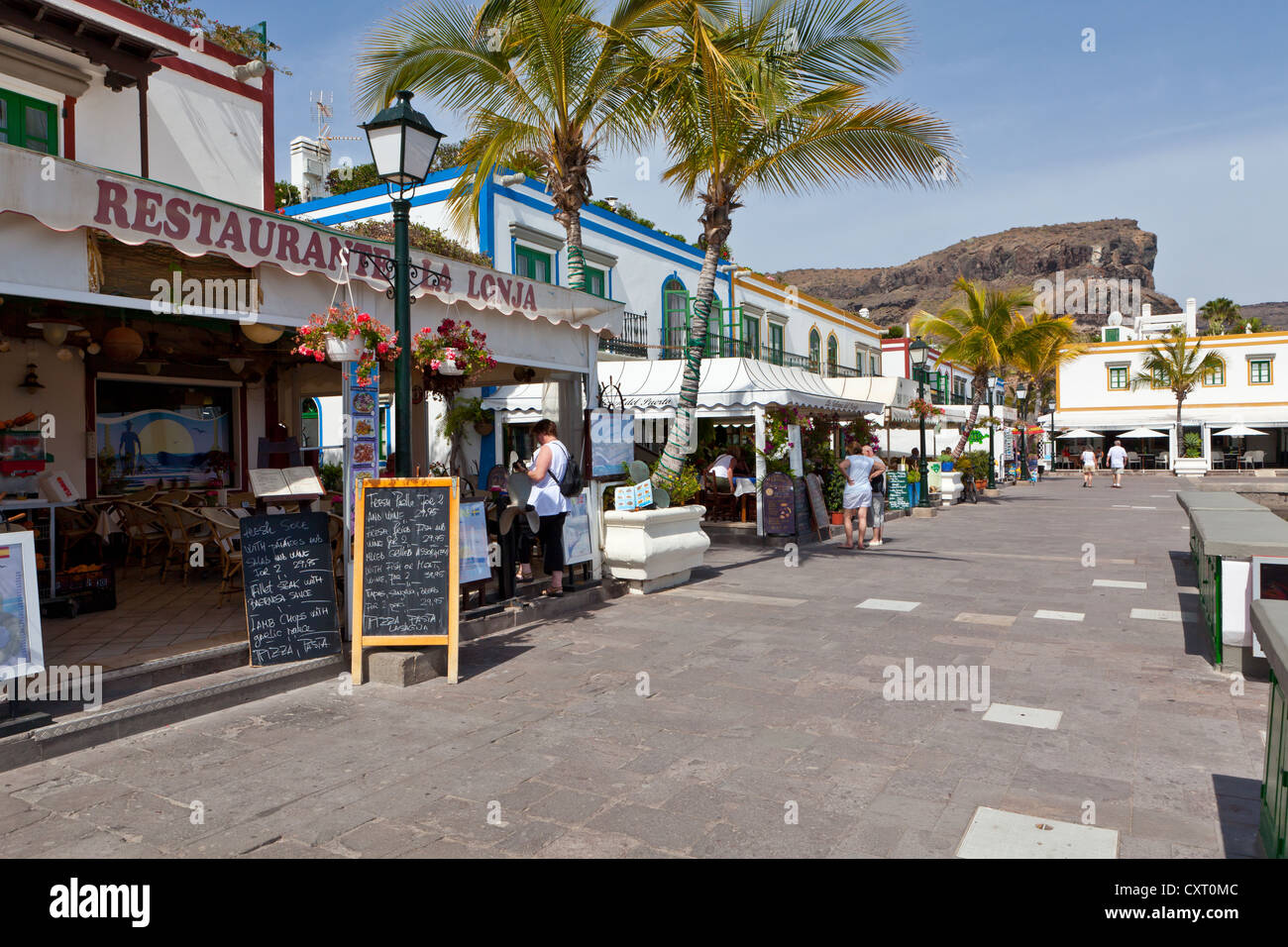 Restaurant, promenade, Puerto de Mogan, Gran Canaria, Canary Islands Stock Photo 50929212 Alamy