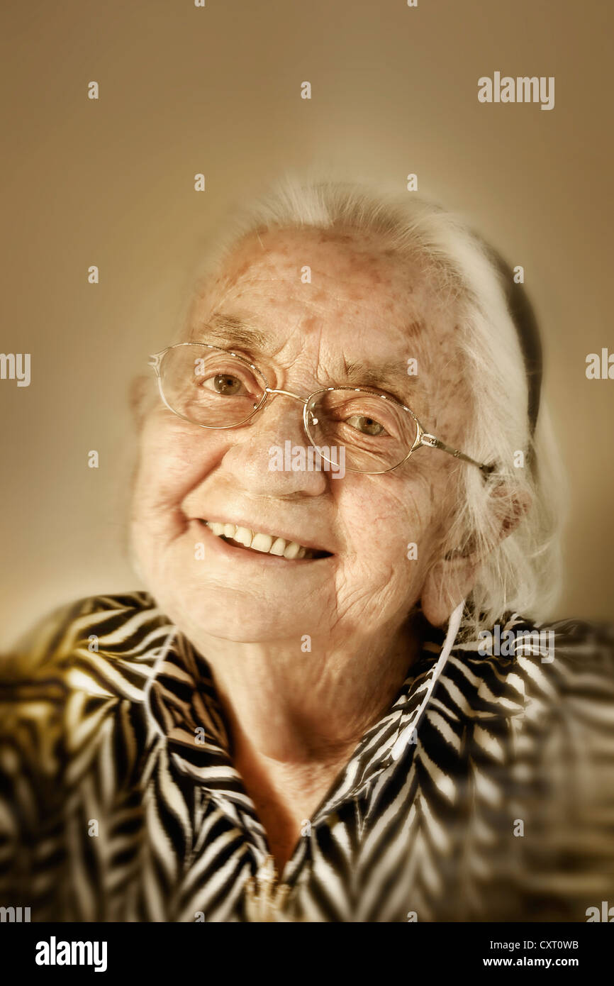 Smiling old woman, portrait Stock Photo