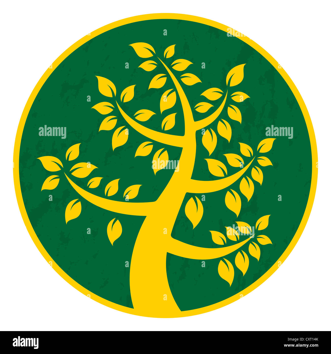 Vector illustration of a tree icon with green-yellow circle Stock Photo ...