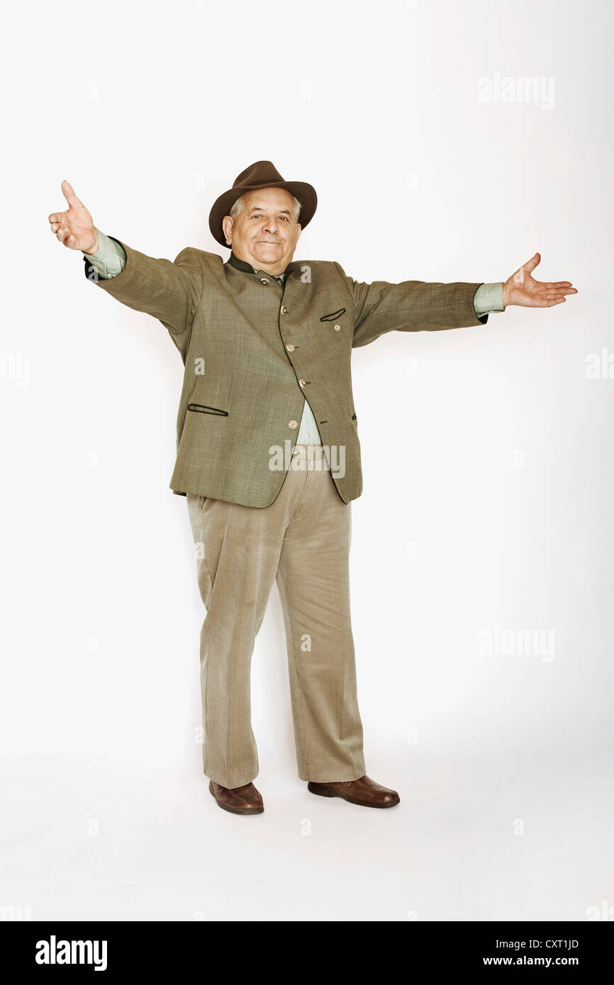 Man wearing a traditional Austrian linen suit Stock Photo