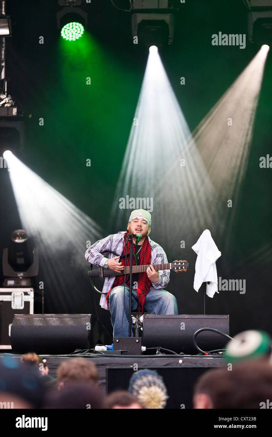 The German Reggae musician Martin Jondo playing live at Soundcheck Open Air in Sempach-Neuenkirch, Lucerne, Switzerland, Europe Stock Photo