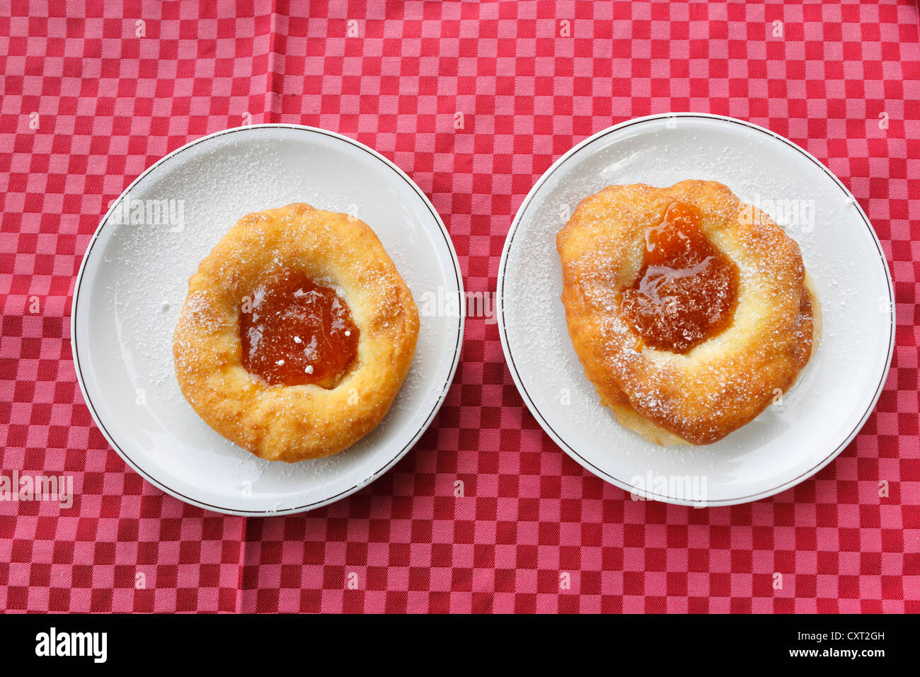 Donuts with apricot jam, Gruenau in Almtal valley, Salzkammergut region