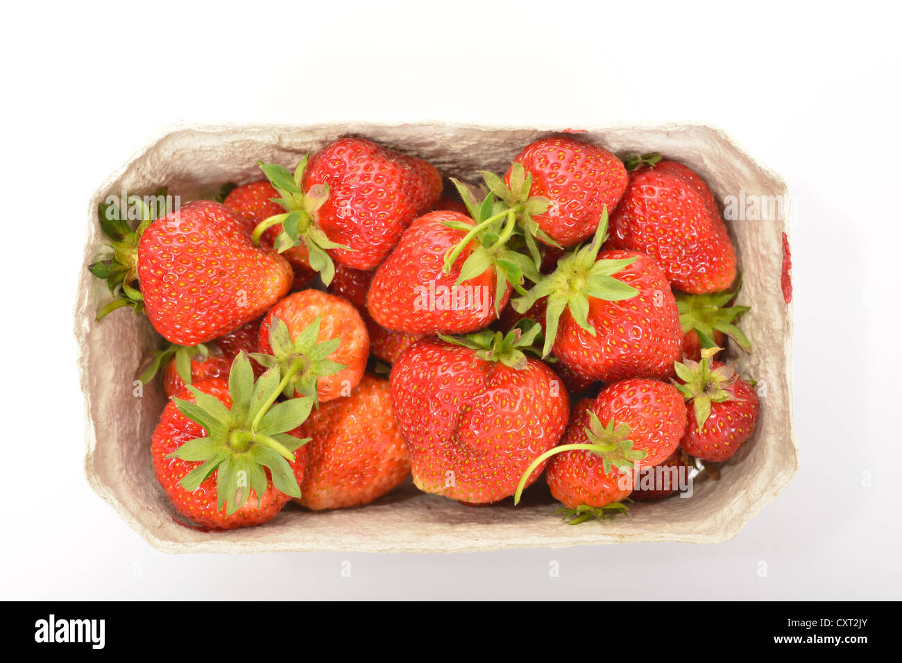 Strawberries from Naturland organic agriculture in a paper tray Stock Photo