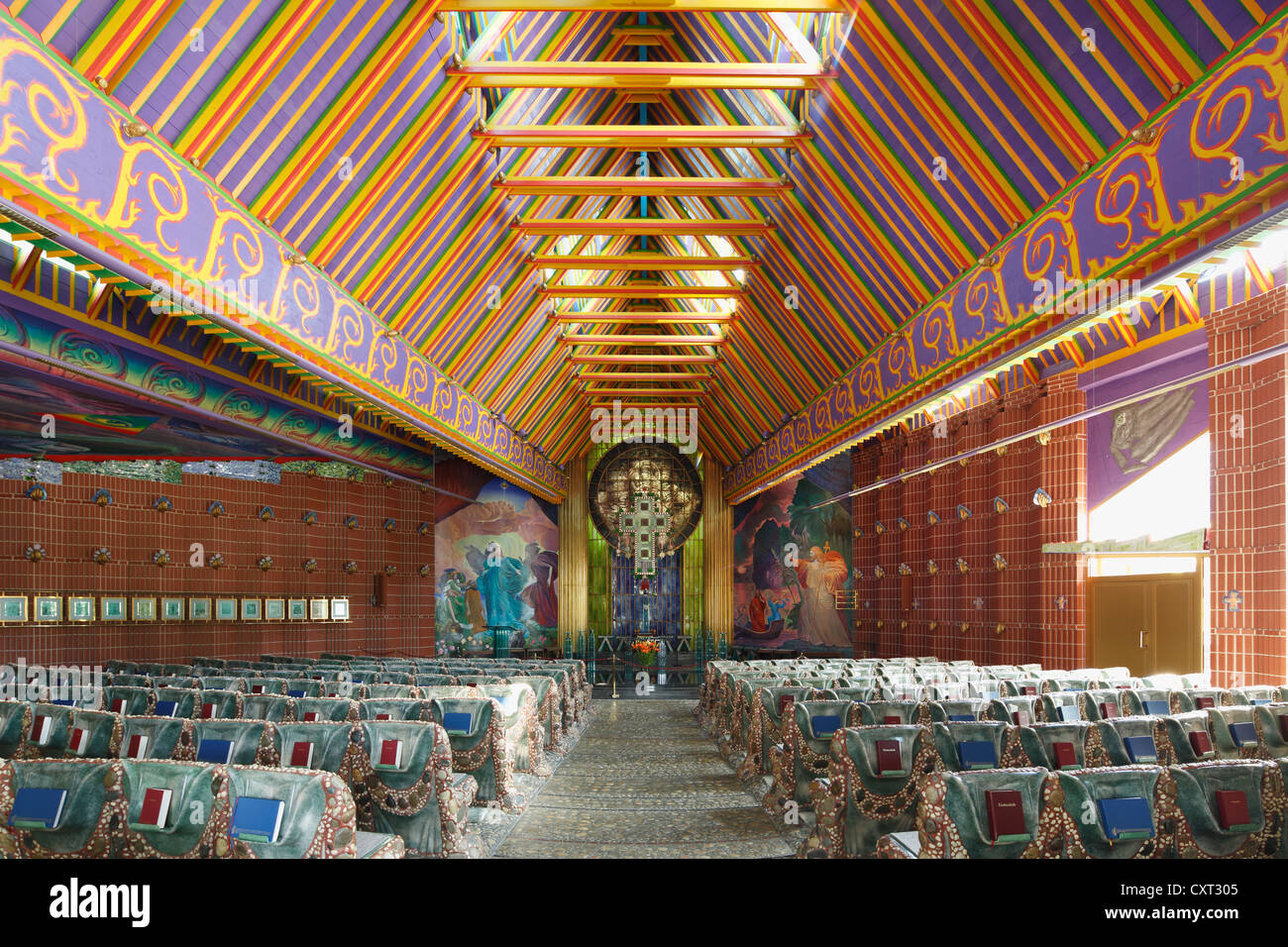 Interior view, parish church of St. Jakob, St James, designed by Ernst Fuchs, Thal near Graz, Styria, Austria, Europe Stock Photo