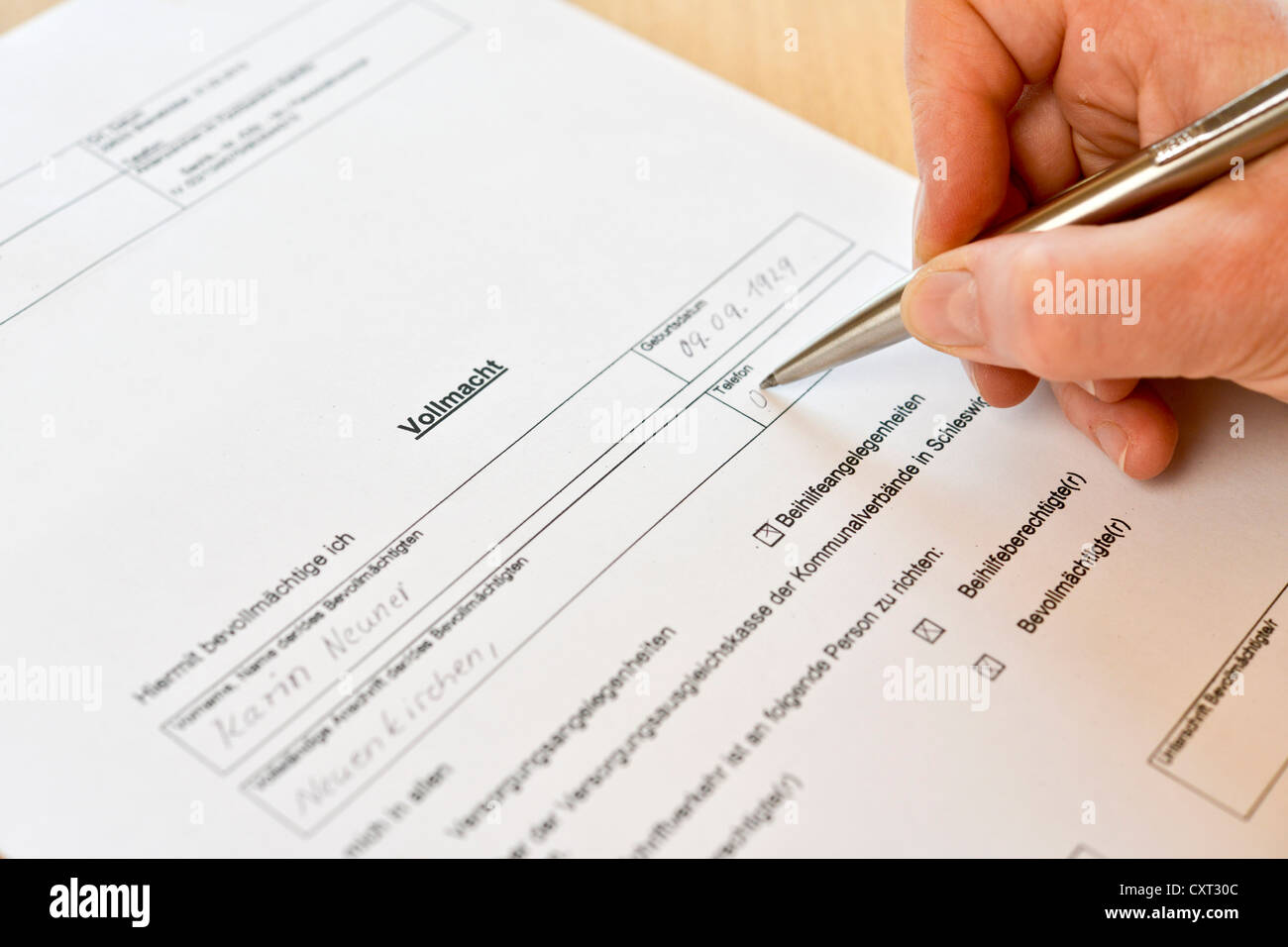 Power of attorney form is being completed, Germany, Europe Stock Photo ...