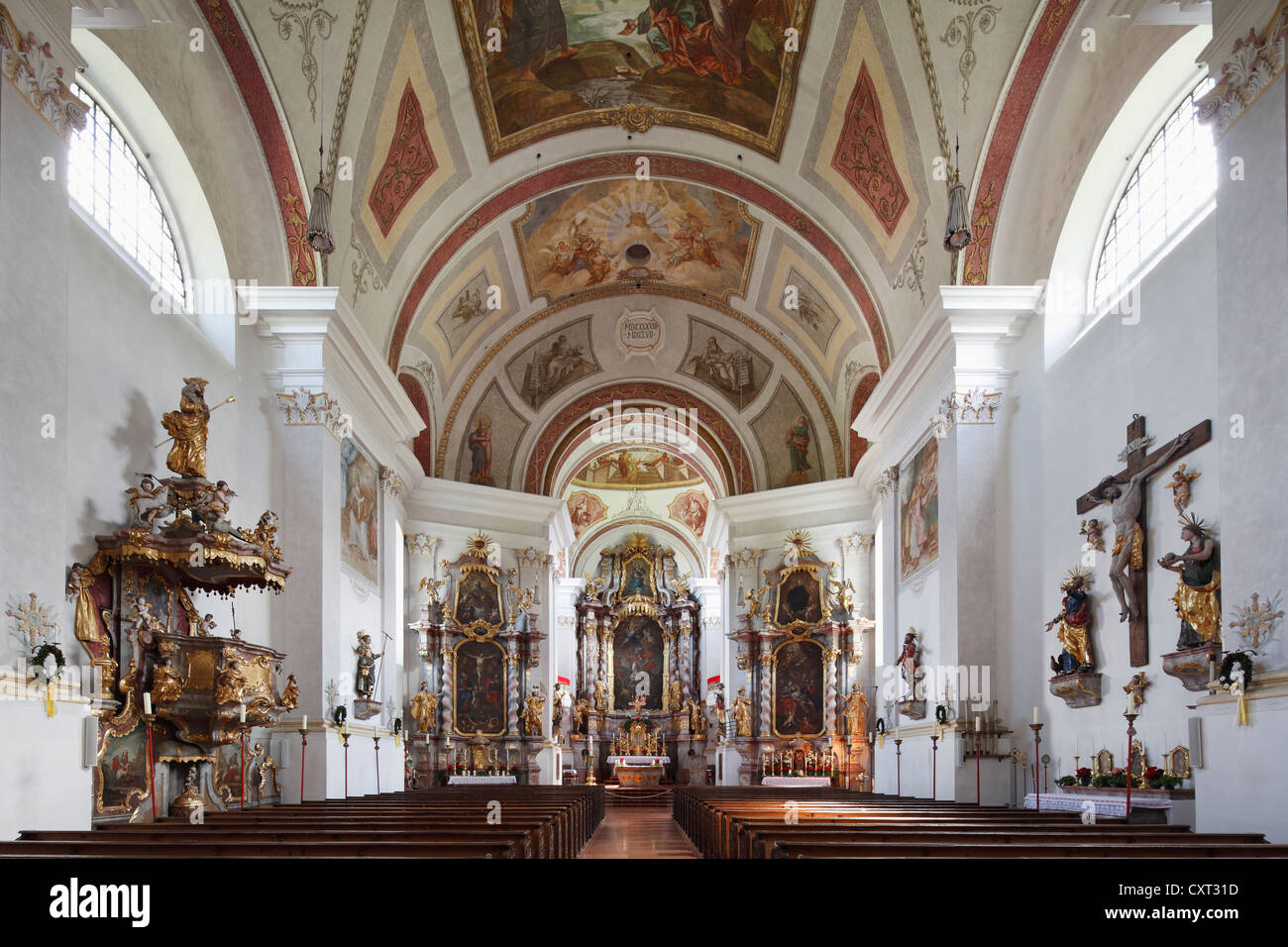Parish Church of St. Georg, Ruhpolding, Chiemgau region, Upper Bavaria, Bavaria, Germany, Europe Stock Photo