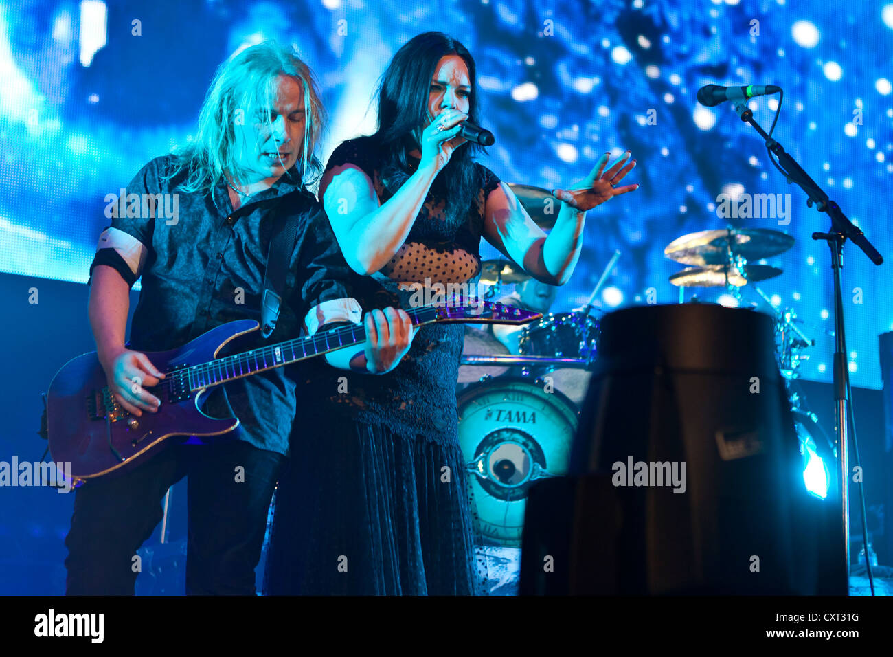 Guitarist Emppu Vuorinen and singer Anette Olzon from the Finnish symphonic metal band Nightwish performing live at the Stock Photo