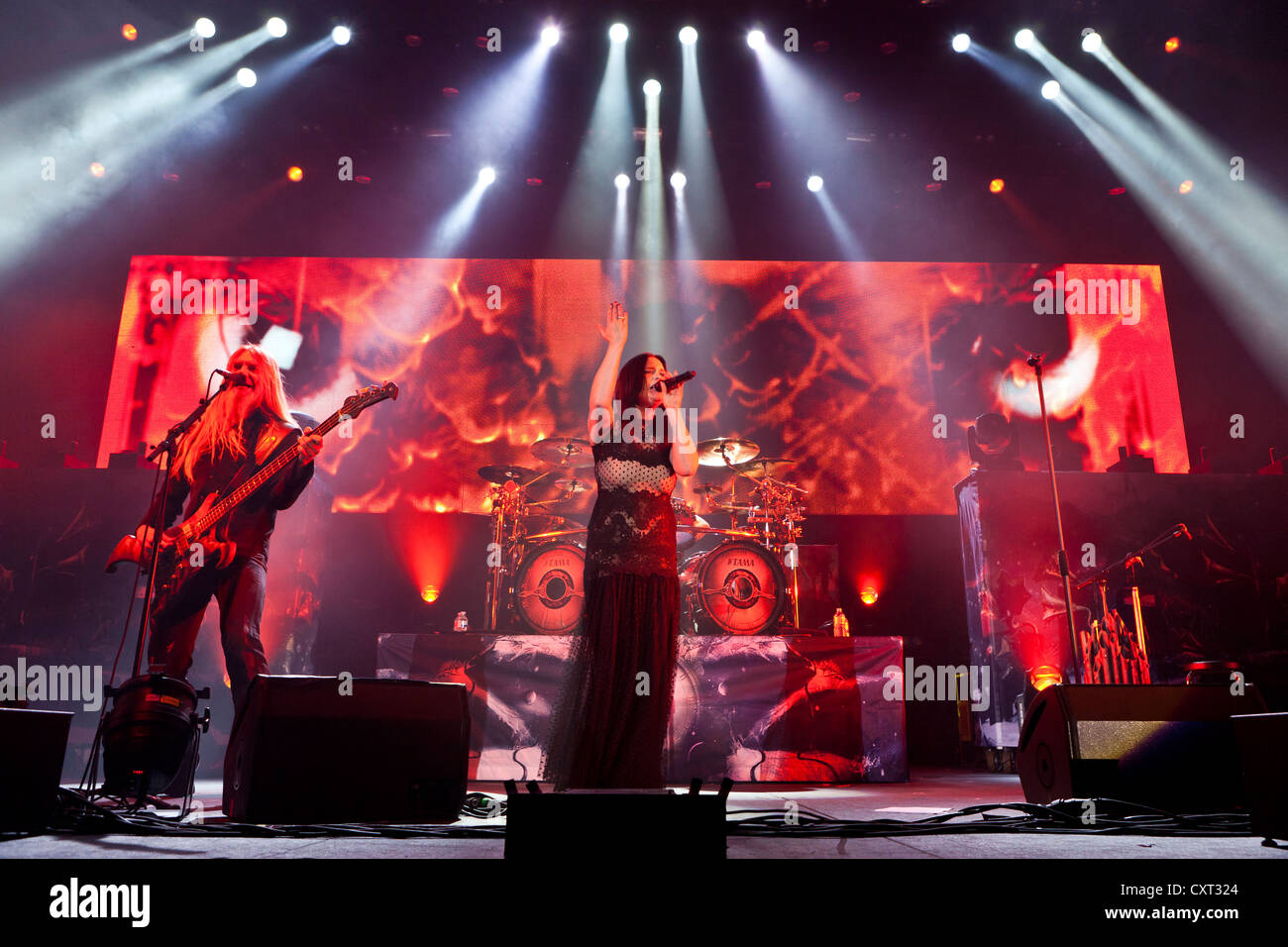 Finnish symphonic metal band Nightwish performing live at the Hallenstadion concert hall, Zurich, Switzerland, Europe Stock Photo