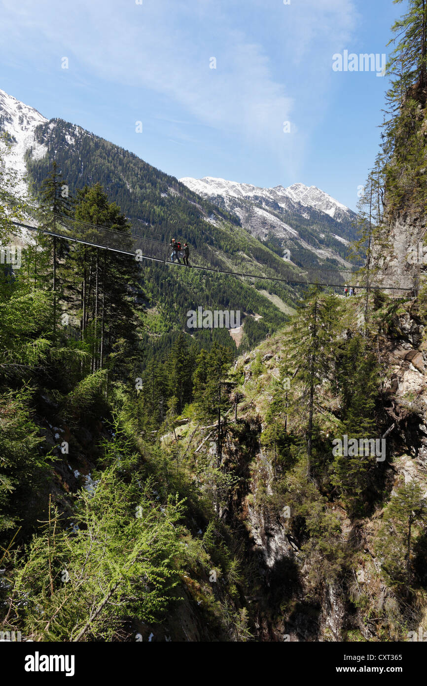 Suspension bridge across the Riesachfall waterfall, Alpinsteig Hoell
