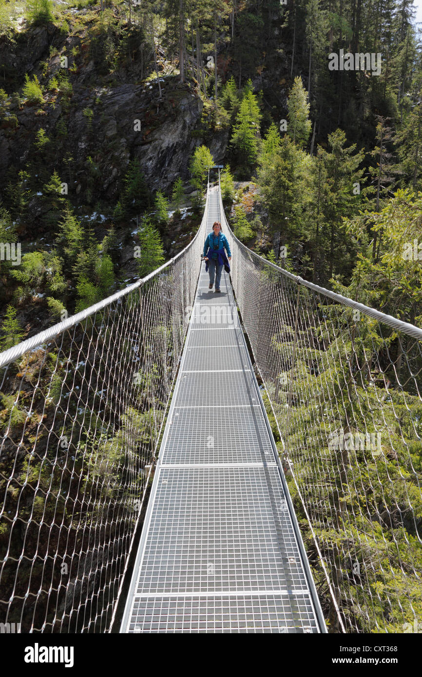 Suspension bridge across the Riesachfall waterfall, Alpinsteig Hoell
