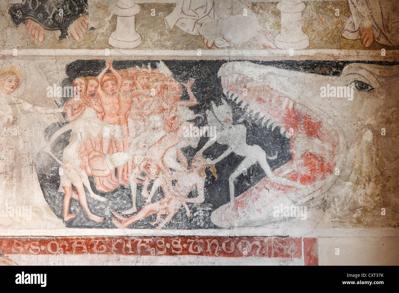 Frescoes, old parish church of St. Martin, district of Garmisch, Garmisch-Partenkirchen, Werdenfelser Land region, Upper Bavaria Stock Photo