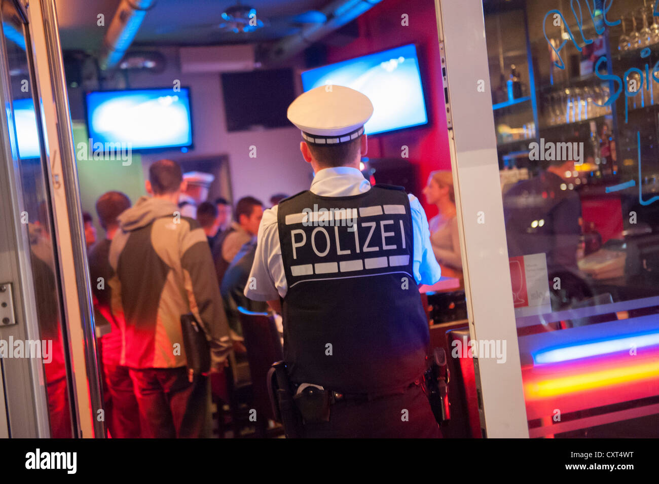 Large gastro-control action of the Stuttgart police, Stuttgart, Baden-Wuerttemberg, Germany, Europe Stock Photo