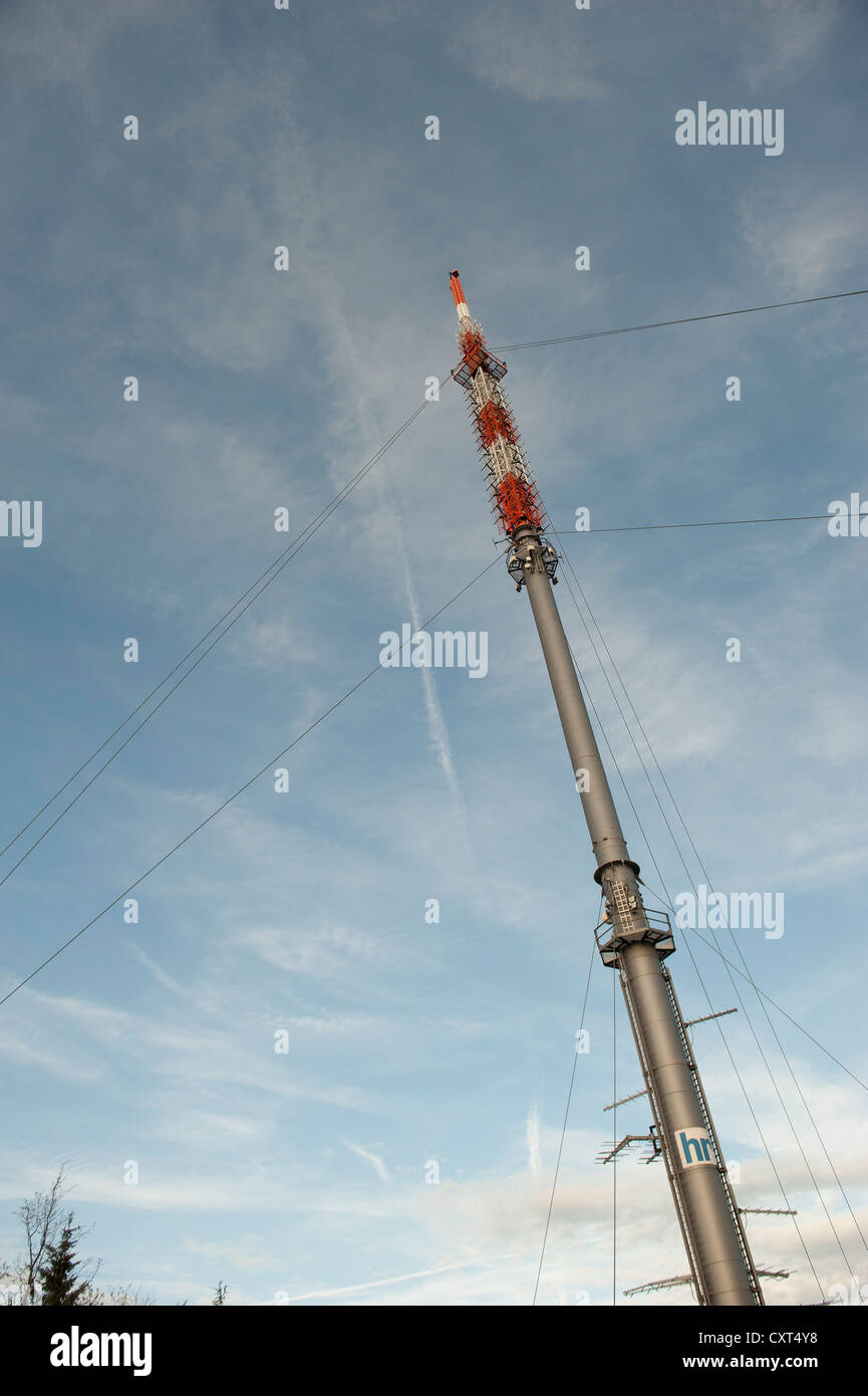 Transmission tower of Hessian Broadcasting, 116.17 metres, Mt Grosser Feldberg, Niederreifenberg, Hesse, Germany, Europe Stock Photo