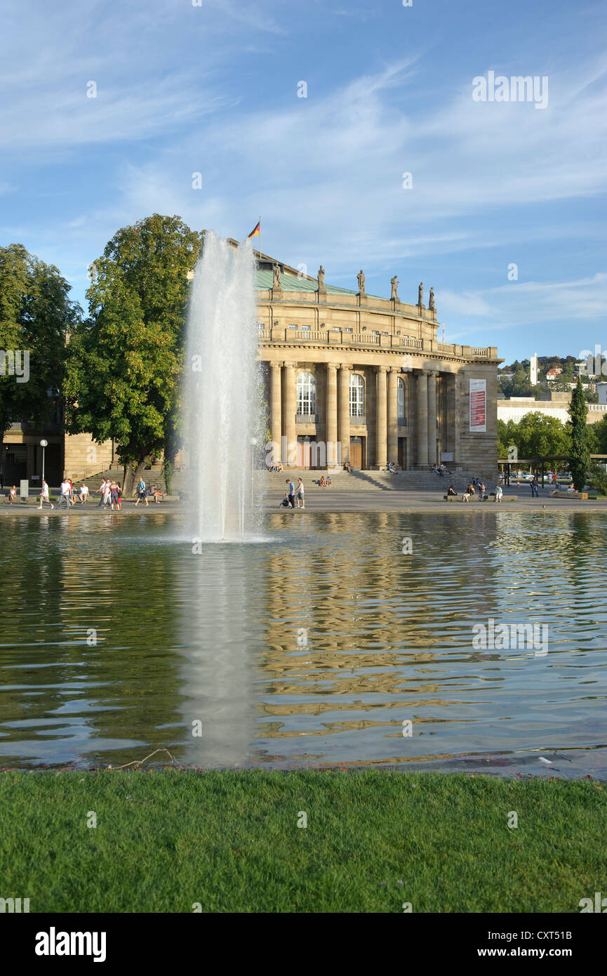 Stuttgart Opera on Eckensee Lake, Stuttgart, Baden-Wuerttemberg, Germany, Europe Stock Photo