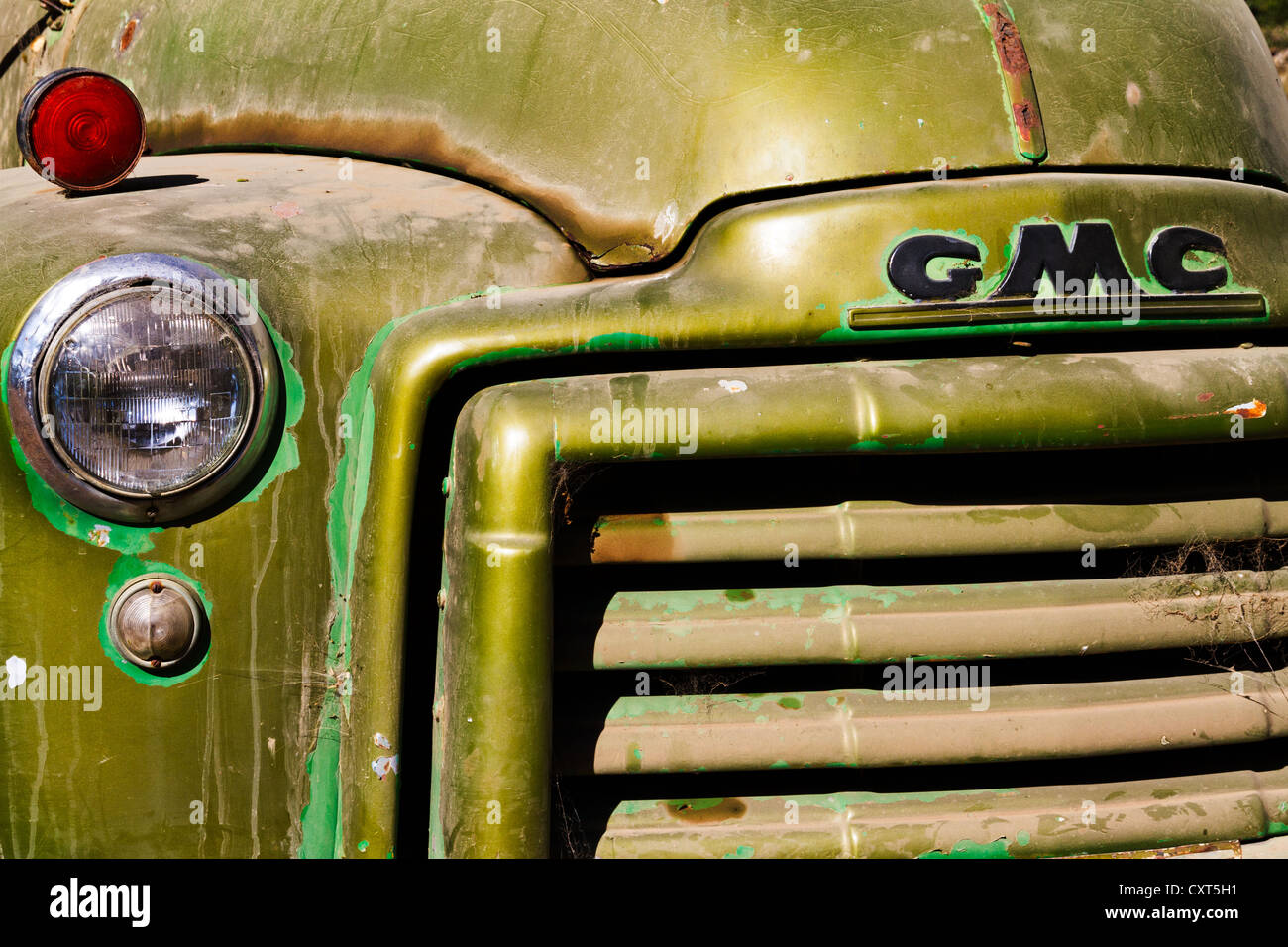 Close up of front of vintage GMC farm truck. Stock Photo