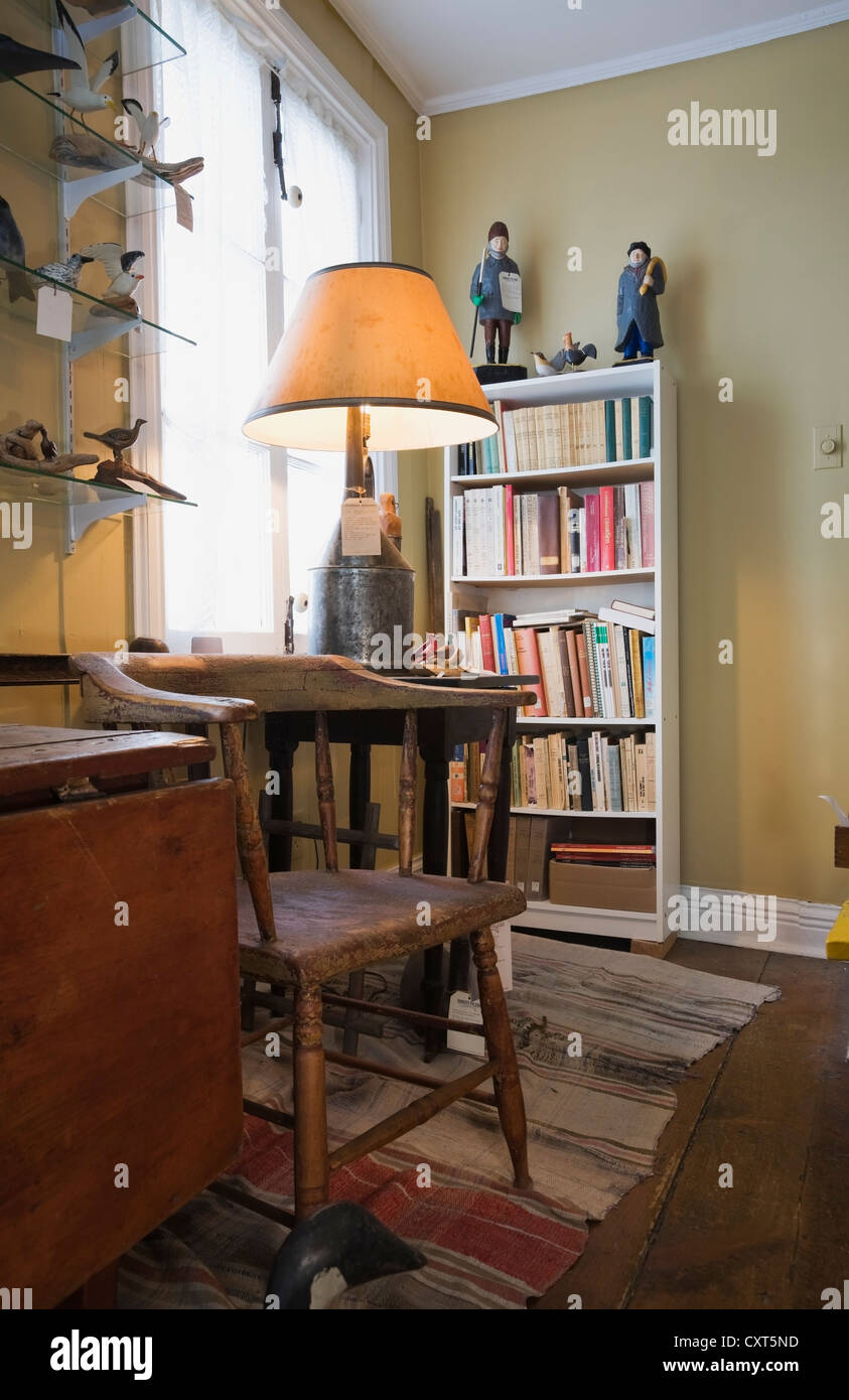 Antique wooden furniture and furnishings inside an old residential home