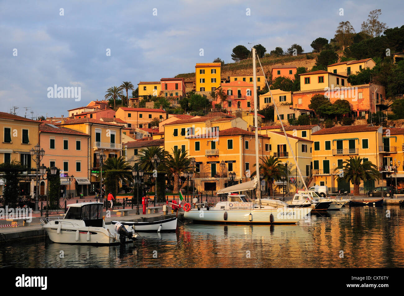 Port and old town of Porto Azzurro, Elba Island, Tuscany, Italy, Europe Stock Photo