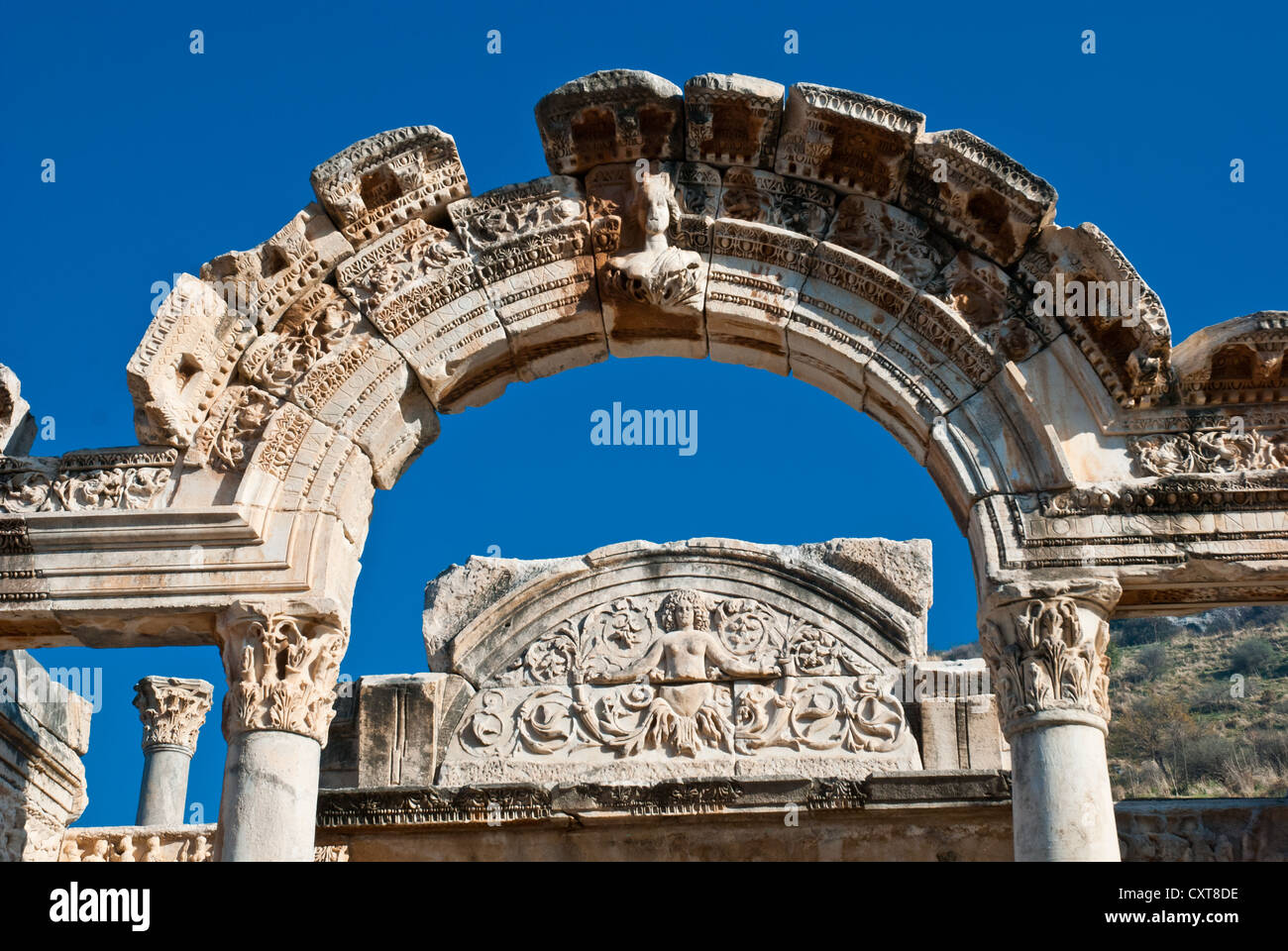 Temple of Hadrian in Ephesus(Efes)from Roman time Stock Photo