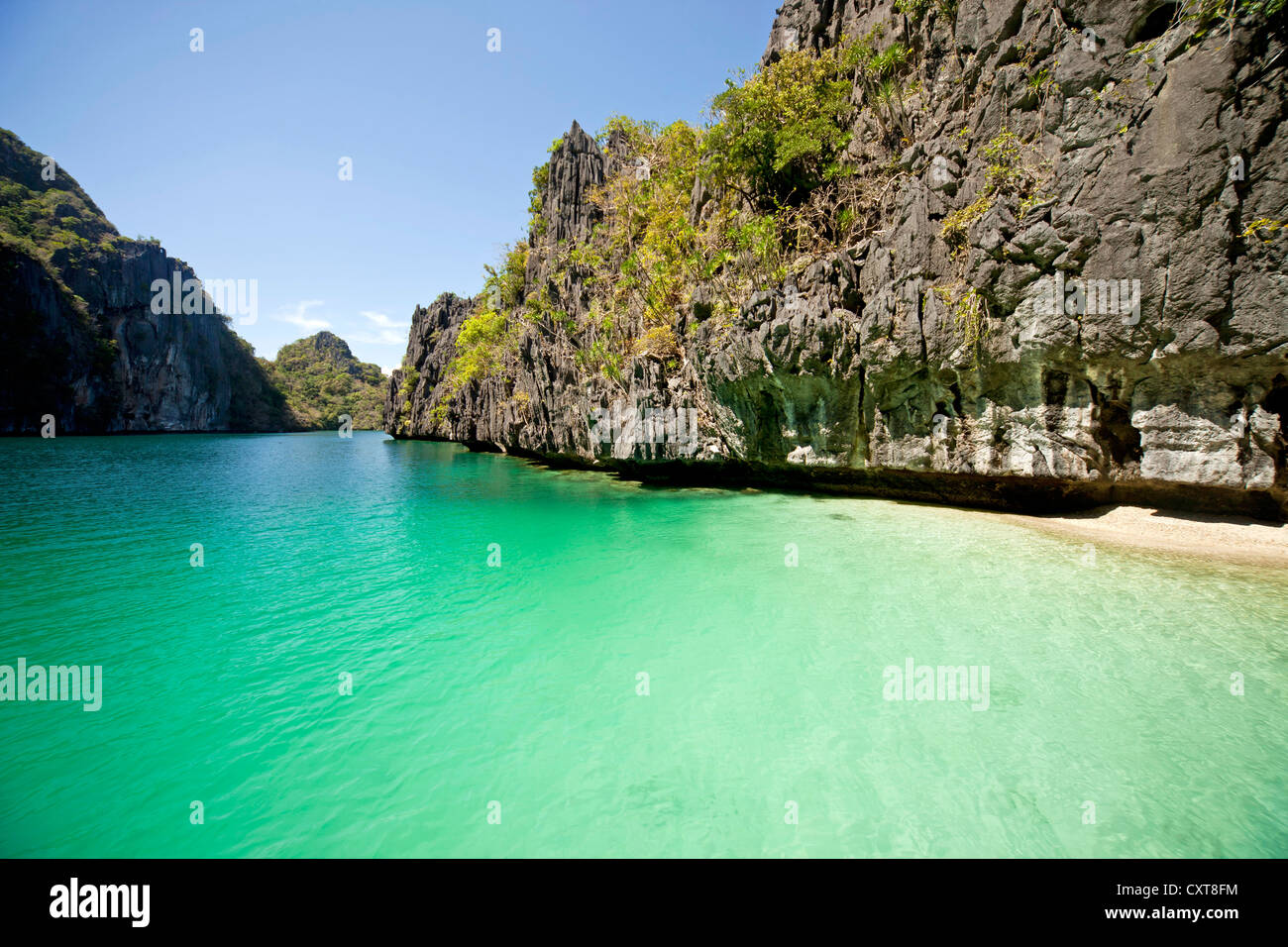 Limestone cliffs on the great lagoon of Miniloc Island, El Nido, Palawan, Philippines, Asia Stock Photo