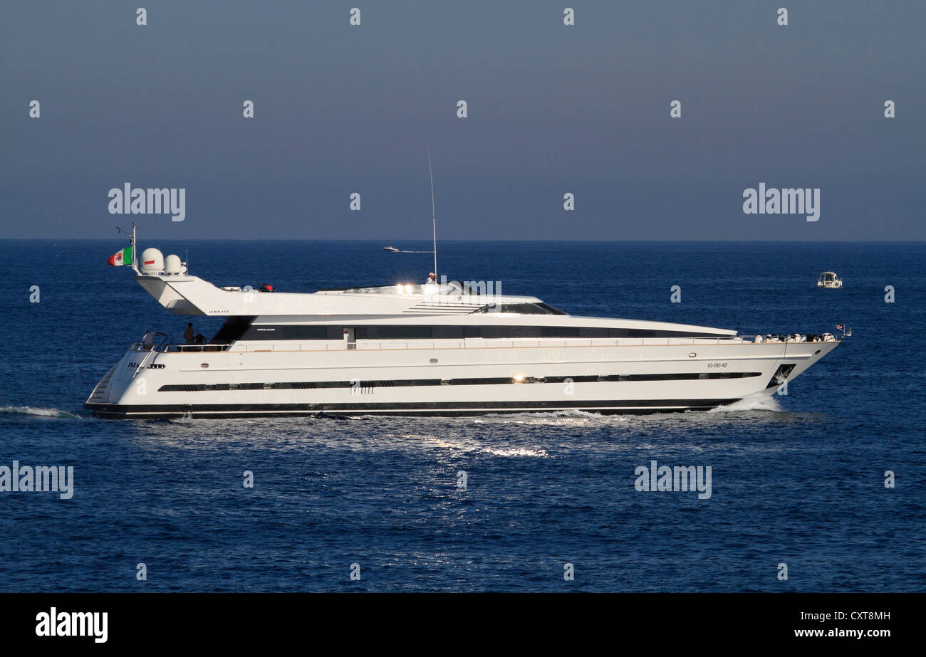 Ixia, a cruiser built by Cantieri di Pisa, length: 34.75 meters, built in 1990, French Riviera, France, Europe Stock Photo