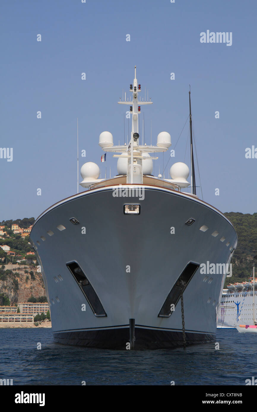 Tatoosh, a cruiser built by Nobiskrug, length: 92.42 meters, built in 2000, Bay of Villefranche, French Riviera Stock Photo