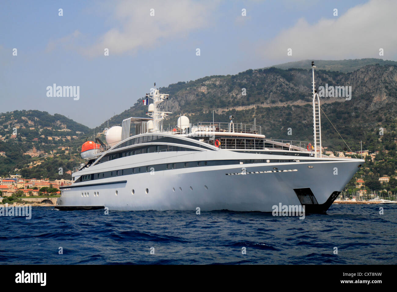 RM Elegant, a cruiser built by Kanellos Bros, Length: 72.48 meters, built in 2005, Cap Ferrat, French Riviera, France Stock Photo