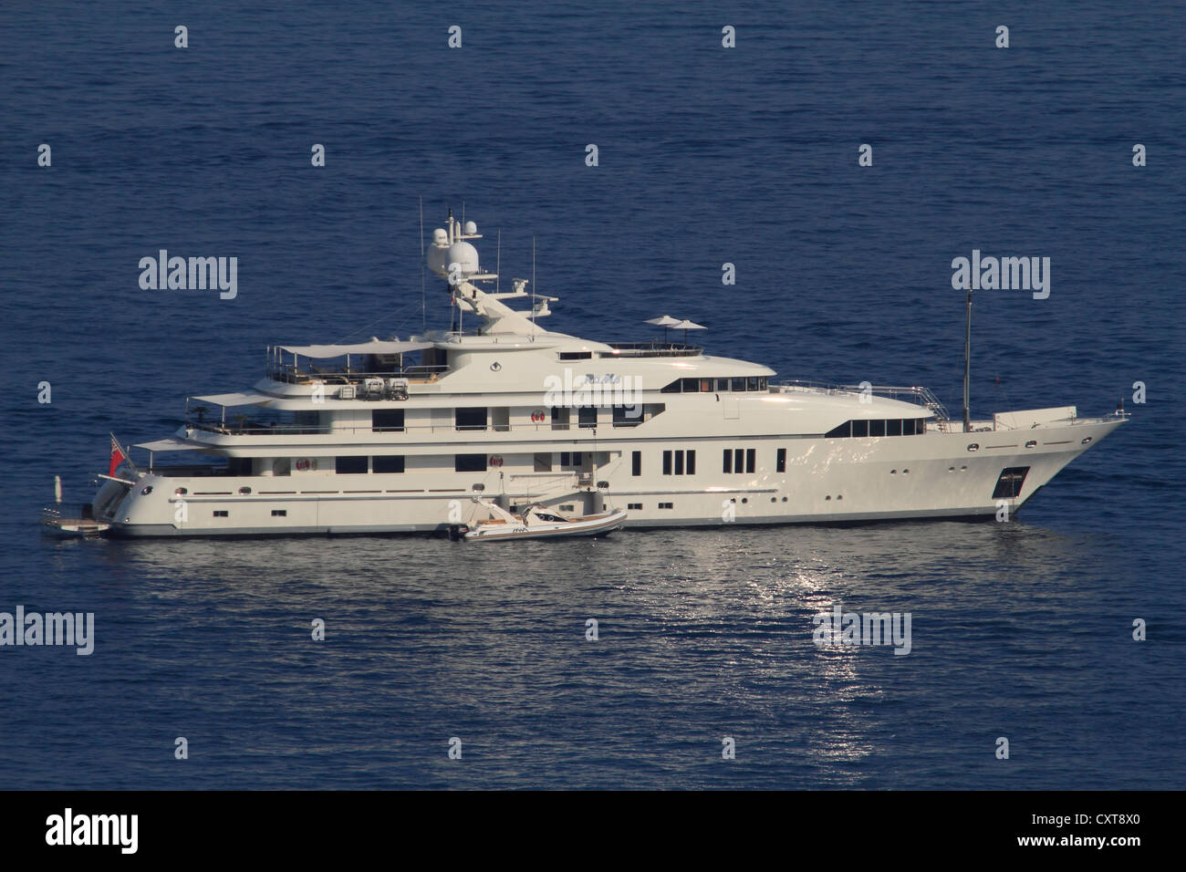 Motor yacht, RoMa, built by the Viareggio Superyachts shipyard, length of 61.8 metres, built in 2009, on the Côte d'Azur Stock Photo