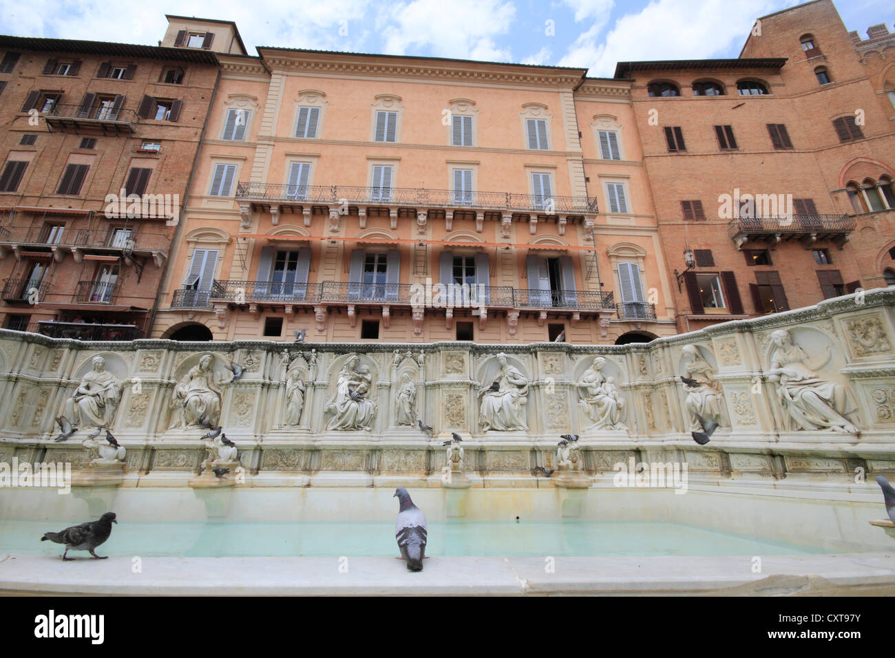 Fonte Gaia fountain, Piazza del Campo square, Siena, Italy, Europe Stock Photo