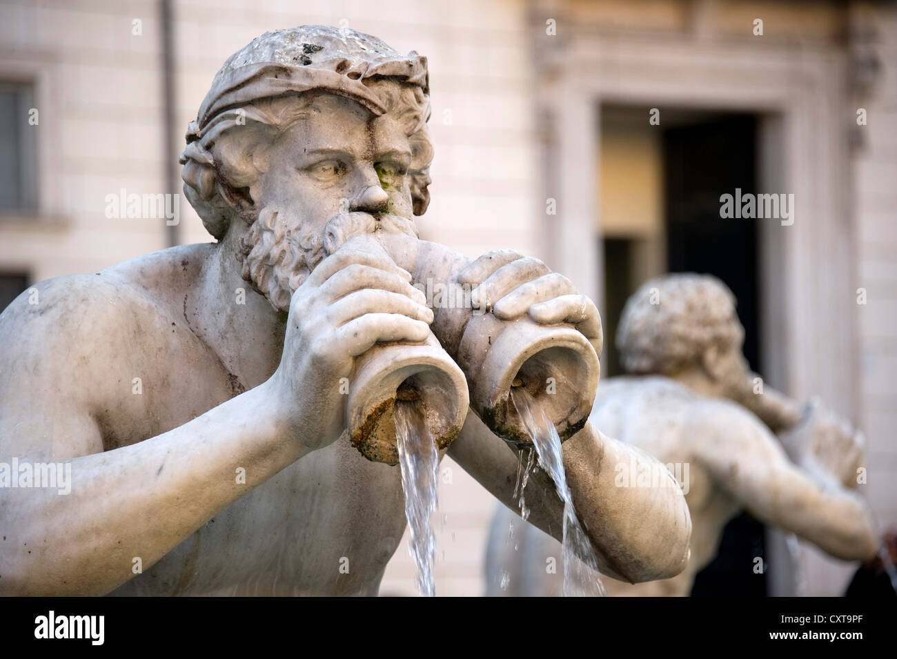 Fountain figure of a Triton, Fontana del Moro fountain, Piazza Navona square, Rome, Lazio region, Italy, Europe Stock Photo