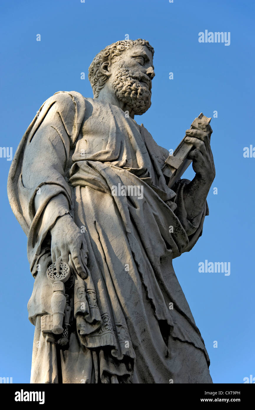 Statue of Paul the Apostle on the Ponte Sant'Angelo bridge, Rome, Lazio region, Italy, Europe Stock Photo