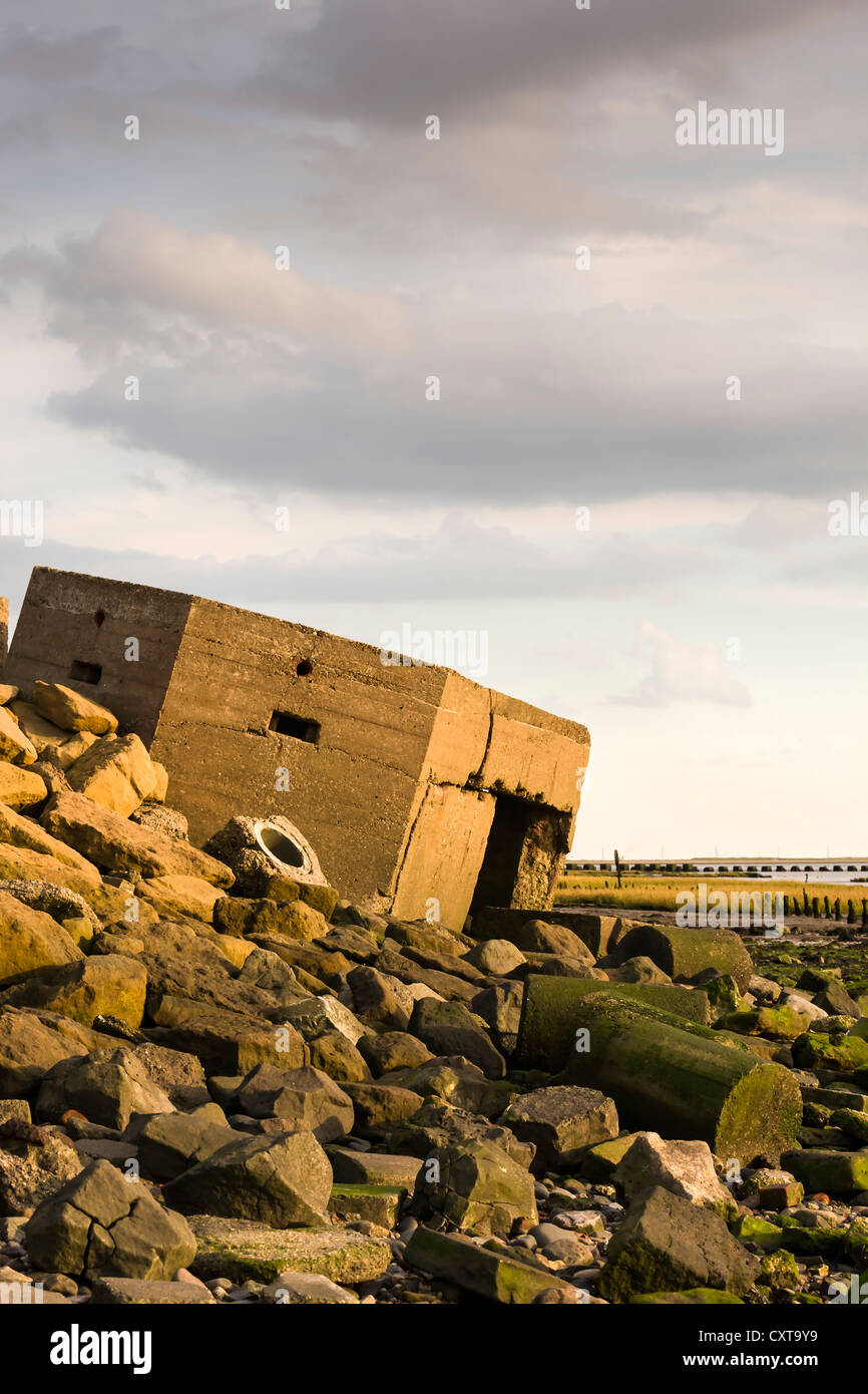 World War 2 pillbox at Spurn Head, East Yorkshire, England, UK Stock