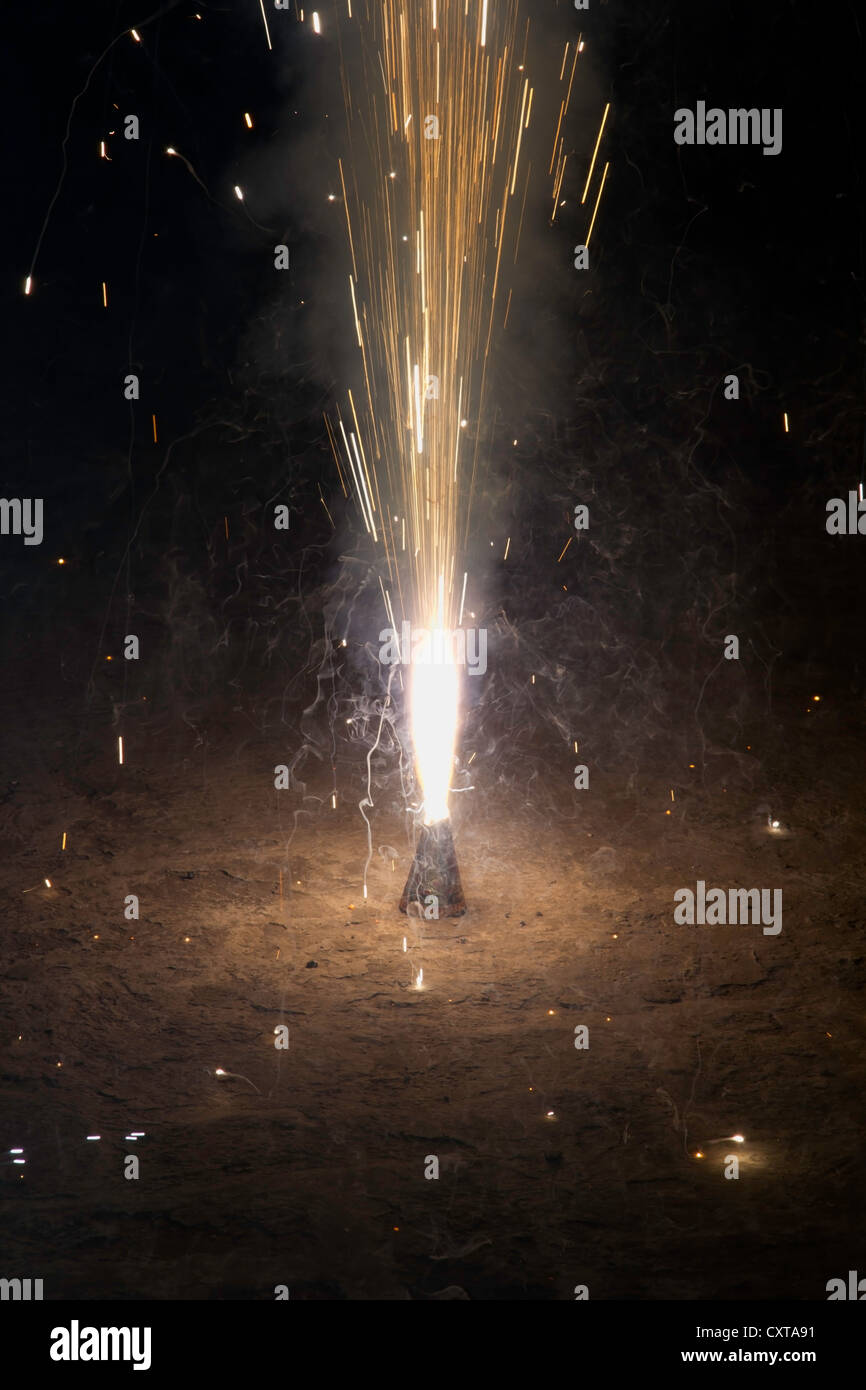 Fire cracker emitting smoke at Diwali. These are crackers that are