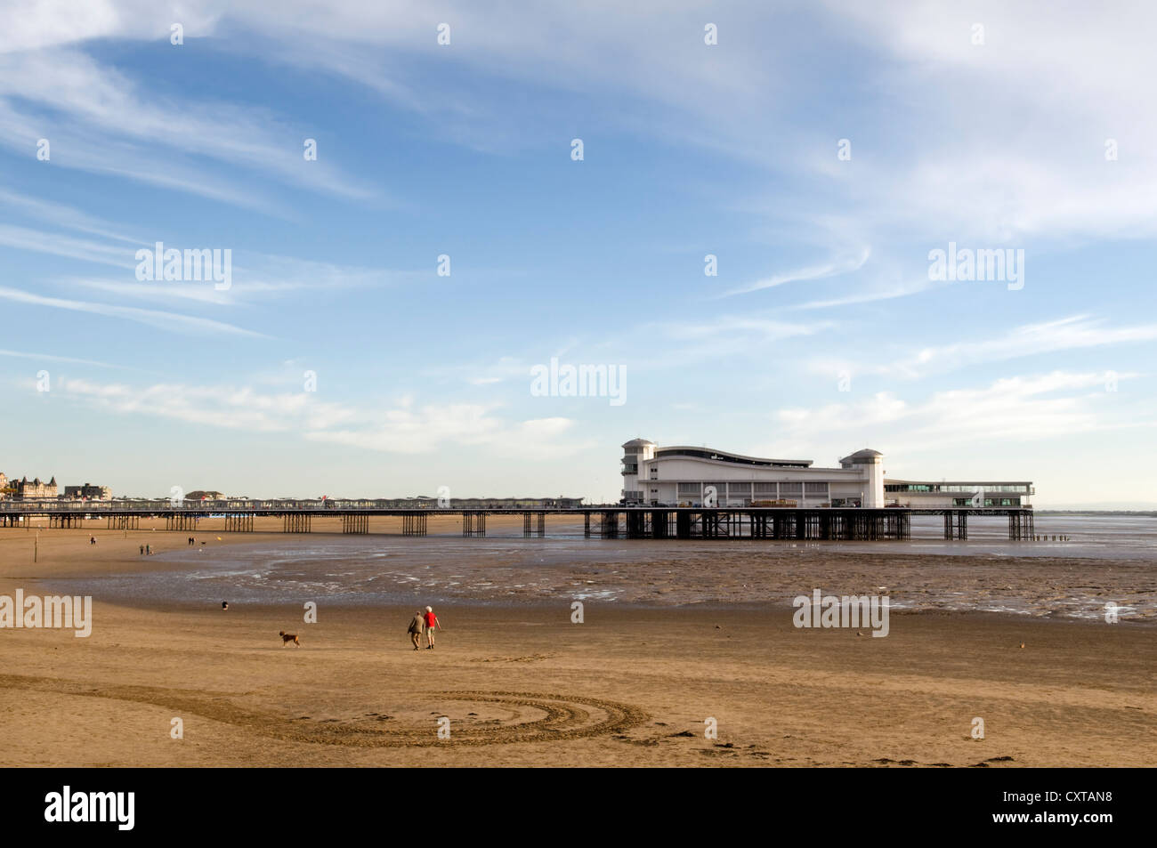Pier at Weston Super Mare beach and sea front, England, UK Stock Photo