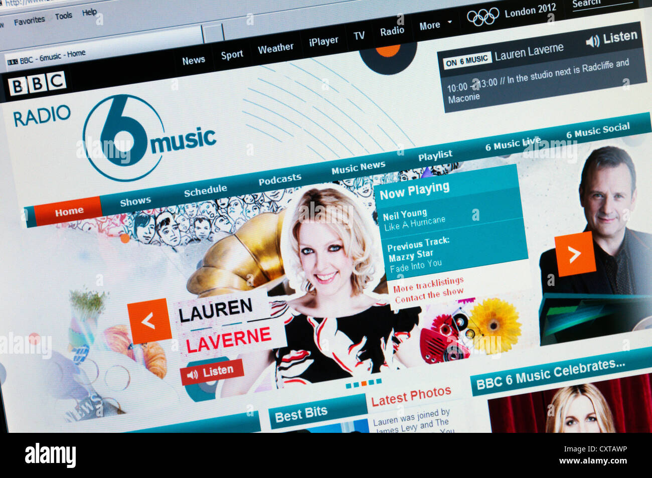 The BBC Radio 6 Music website. Stock Photo