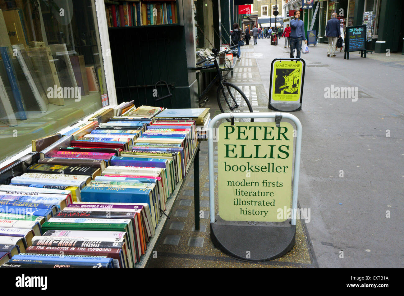 Sign for Peter Ellis bookseller in Cecil Court, London. Stock Photo