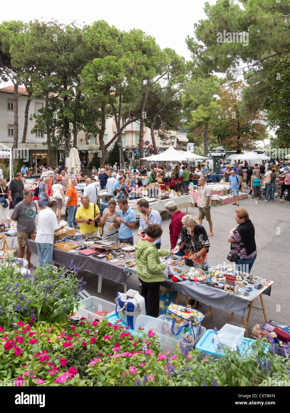 Sunday bric a brac street market in Riccione, Italy Stock Photo