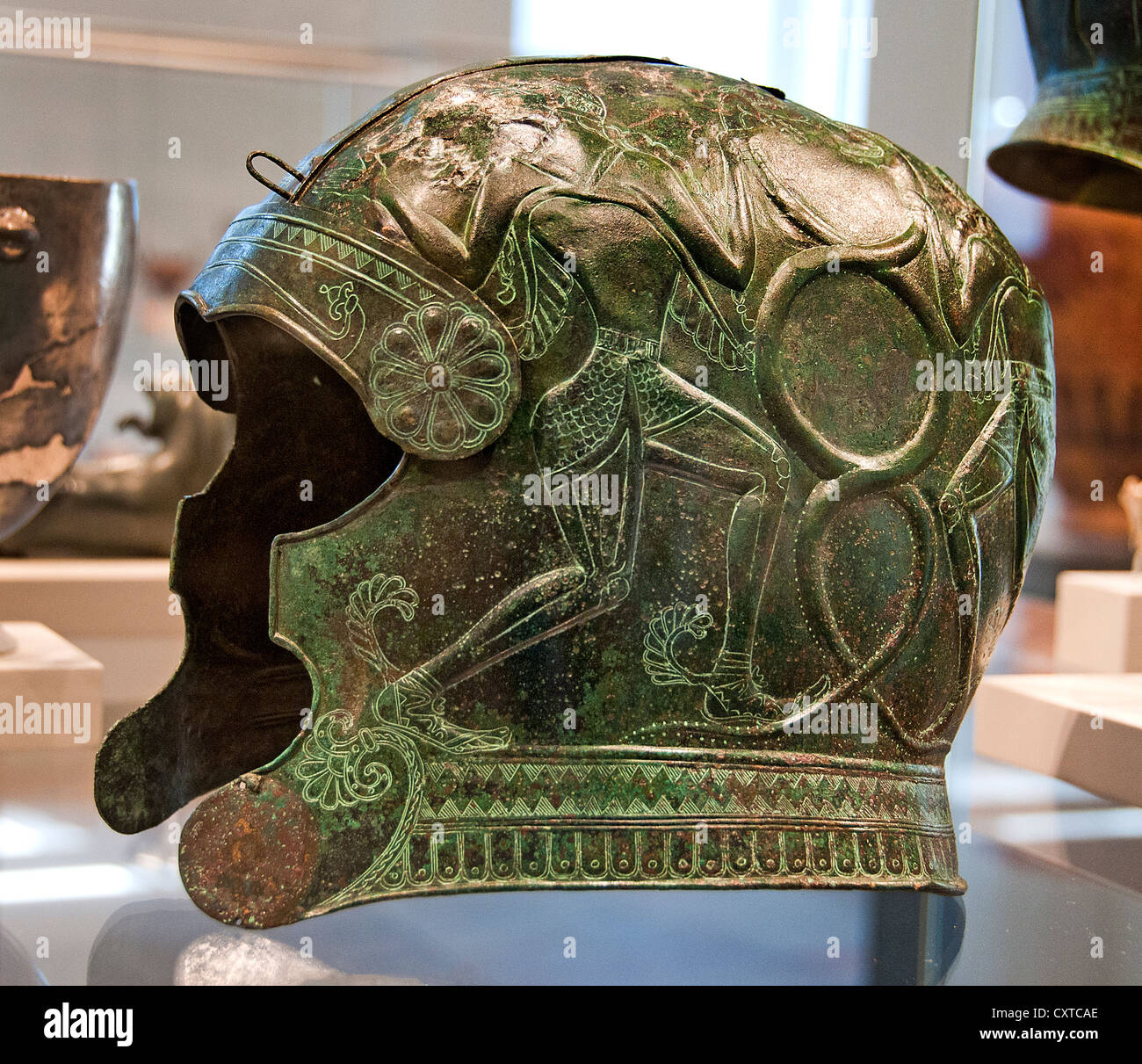 Bronze Helmet Crete Cretan 7th Century BC Greek Greece Stock Photo