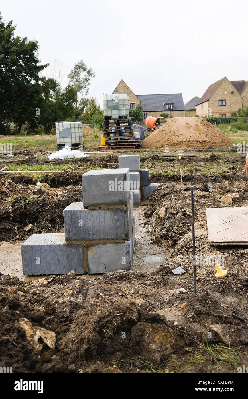 corner blocks on foundations of new house build in UK Stock Photo Alamy