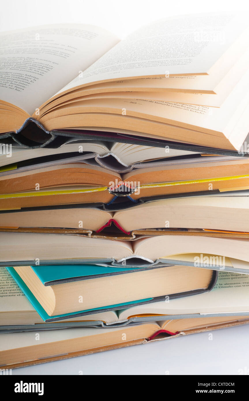 stacked books group to study and read Stock Photo