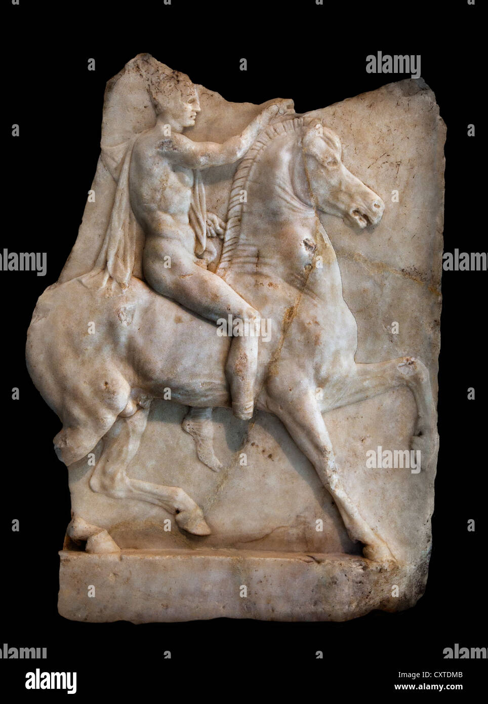 Marble relief of a horseman 1st Century BC Greek Greece Stock Photo