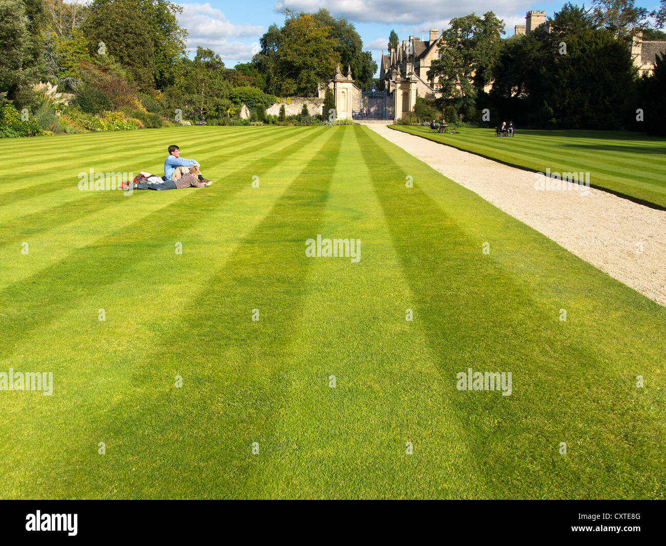 Endless lawn, Trinity College Oxford Stock Photo Alamy