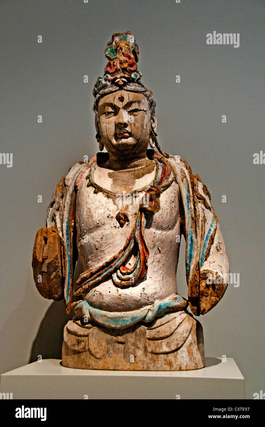 Attendant Bodhisattva Five Dynasties10th–11th century China Willow gesso pigment 150 cm China Chinese Stock Photo