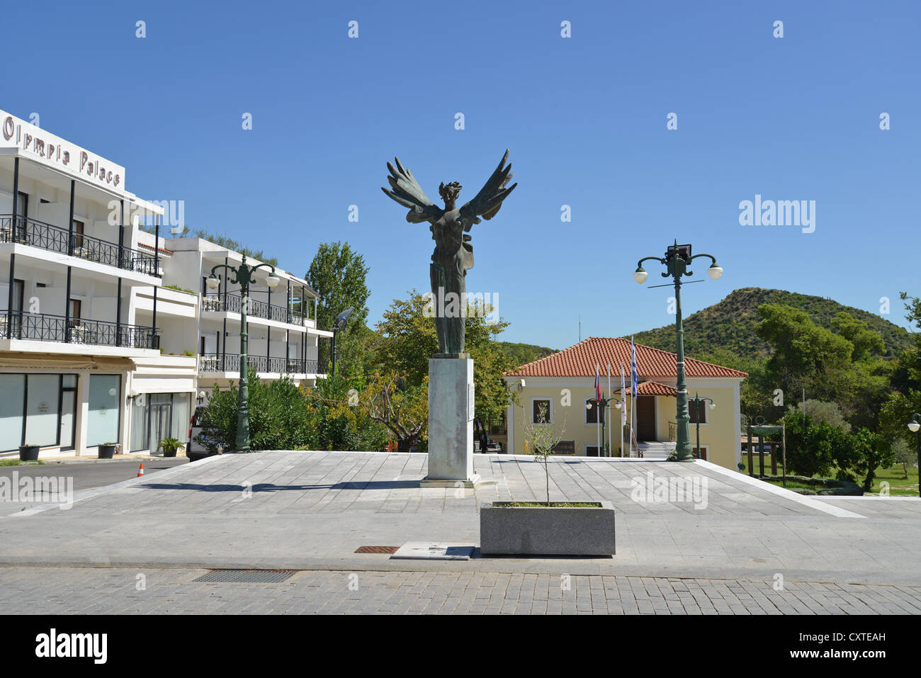 Town Hall Square, Olympia, Elis, West Greece Region, Greece Stock Photo