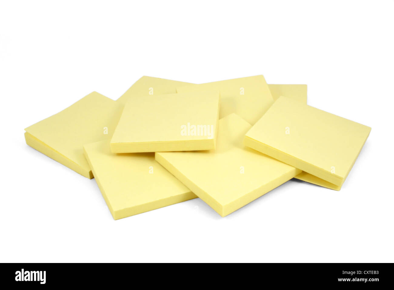 A pile of stickty pads against a white background Stock Photo