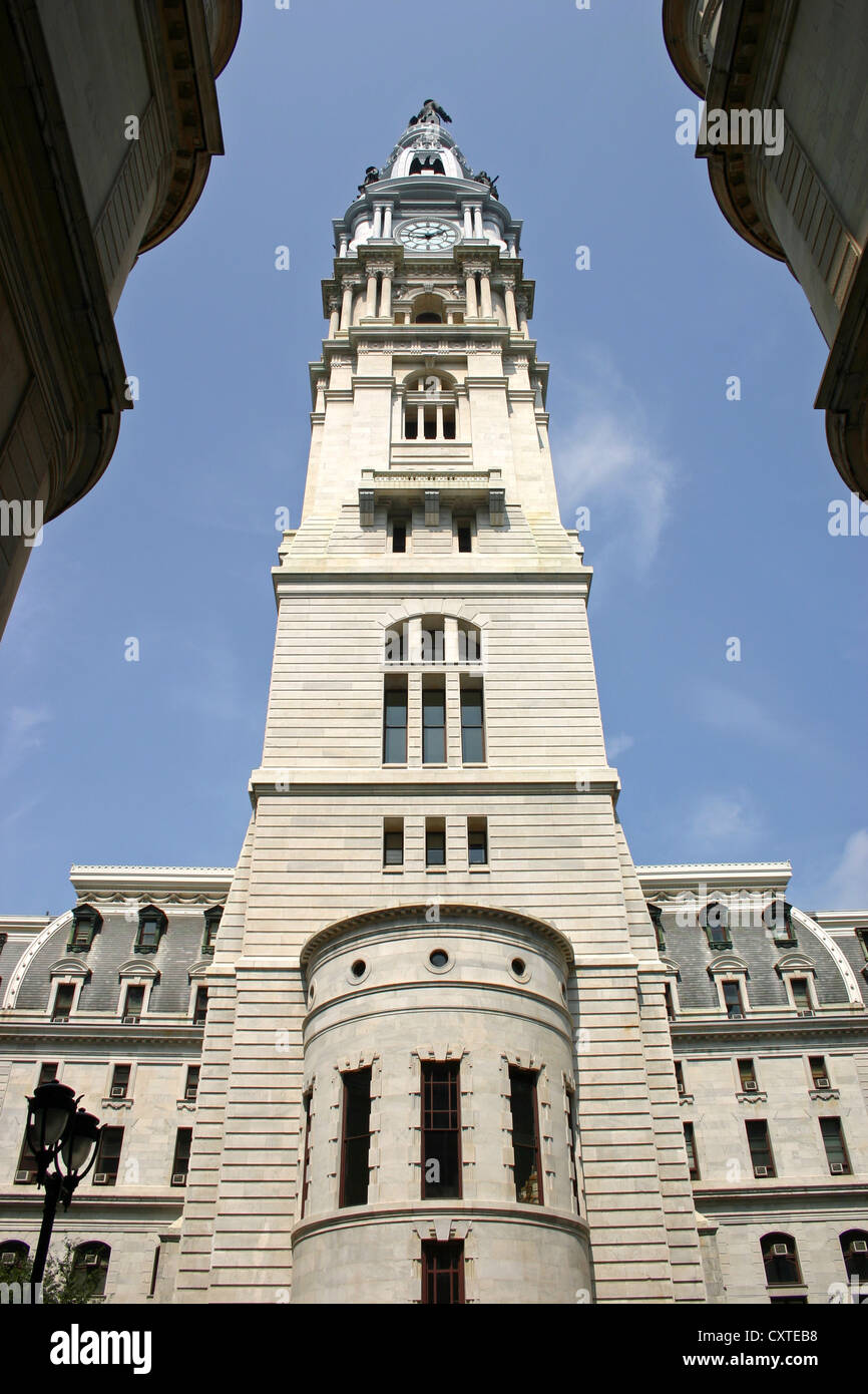 One side of the Philadelphia City Hall building Stock Photo