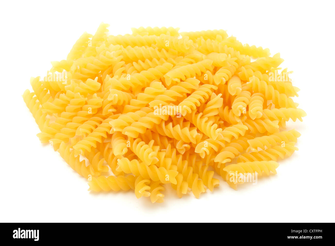 Fusilli on a white background Stock Photo