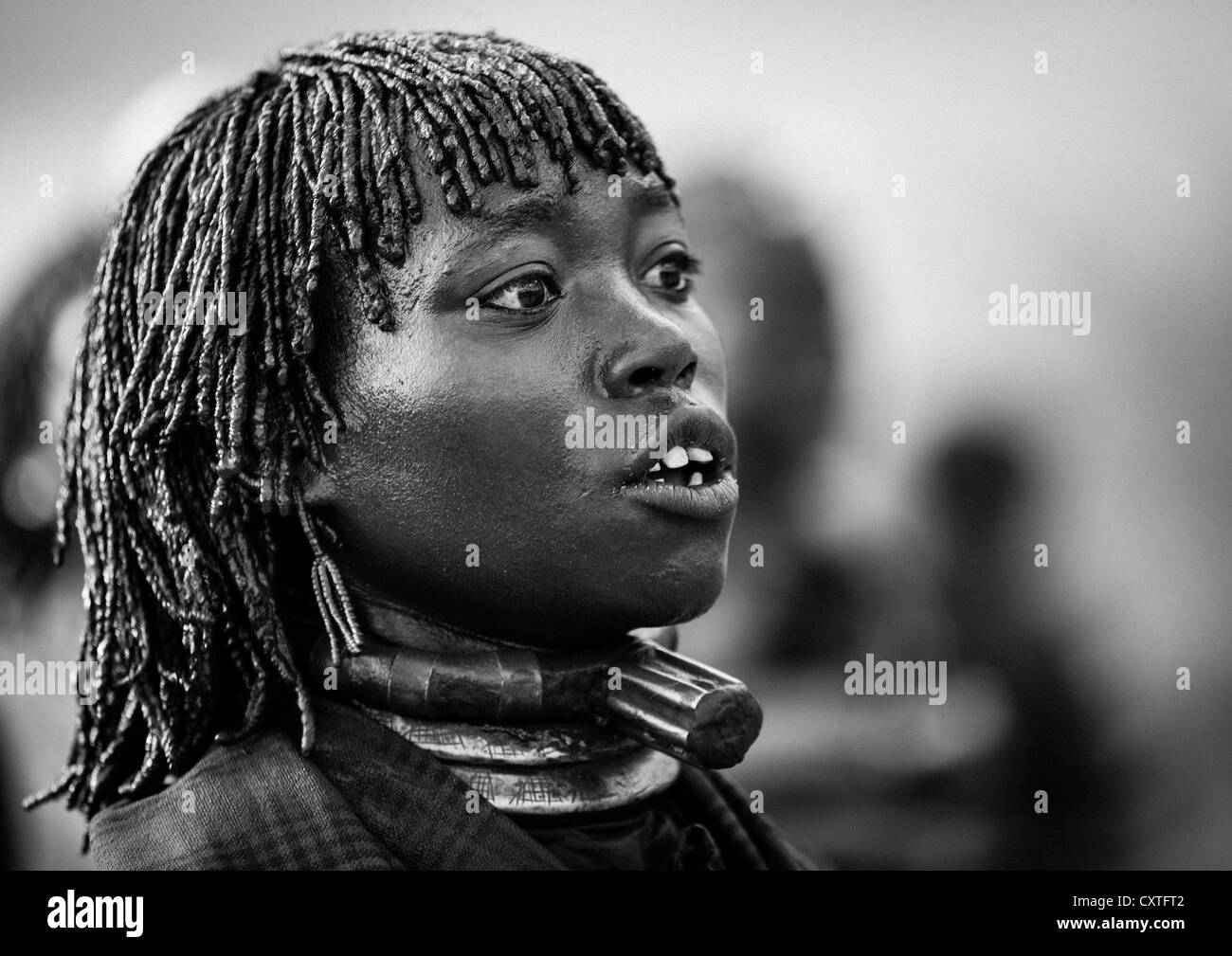 Ethiopia omo valley bull jumping Black and White Stock Photos & Images
