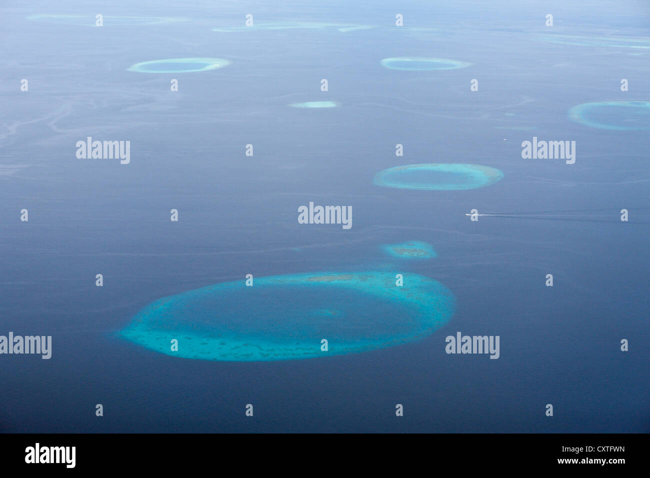 Aerial View of North Male Atoll, Indian Ocean, Maldives Stock Photo