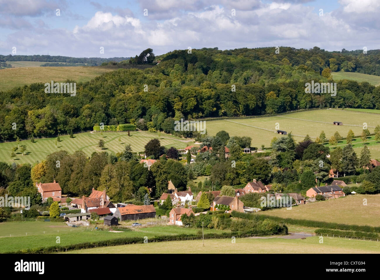 Bucks Chiltern Hills view over Fingest from the Chiltern Way